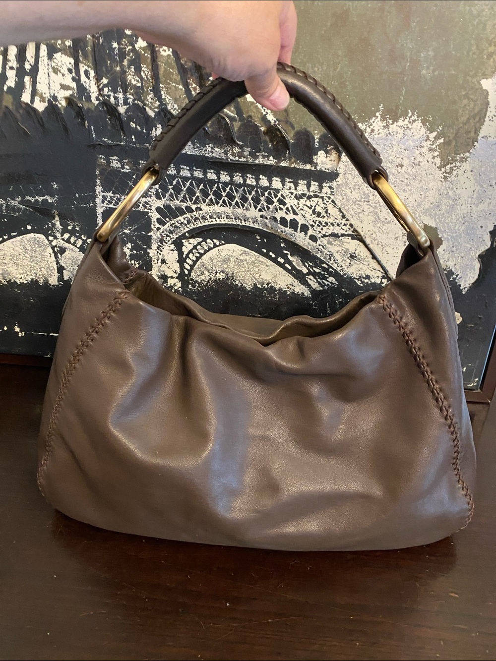 SAZABY Brown Leather Hobo Bag. Made In JAPAN